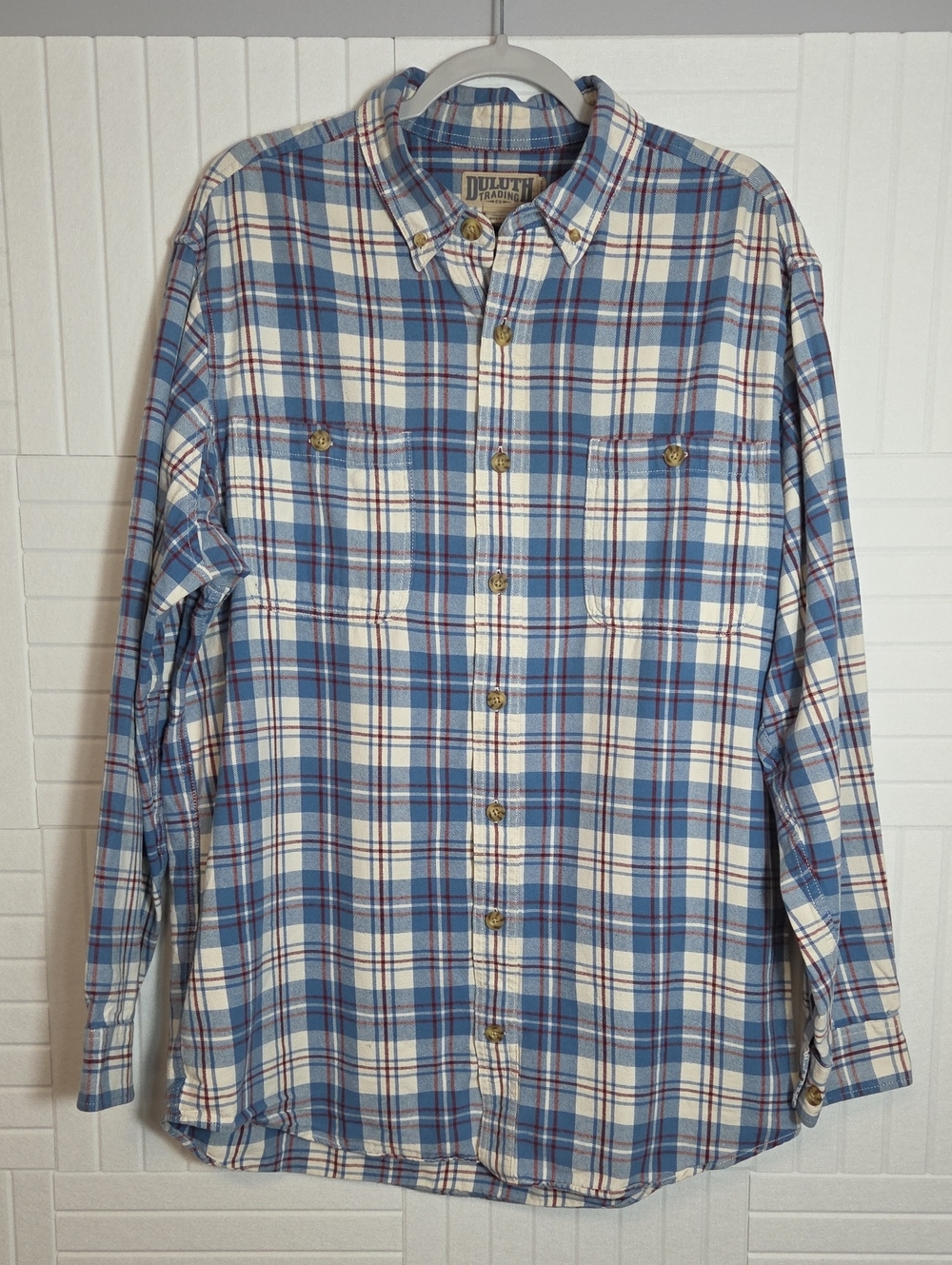 Duluth Trading Co. 100% Cotton Flannel Shirt Size L TALL